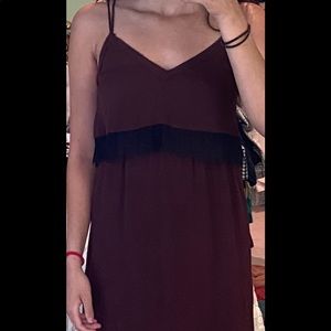 Burgundy and black maxi dress